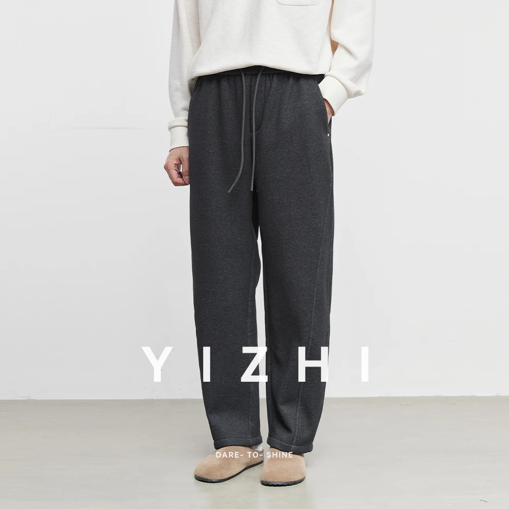 

Fashion Men's Loose Casual Thickened Sweatpants 2025 Winter New Drape Straight Sports Pants Solid Color Trousers