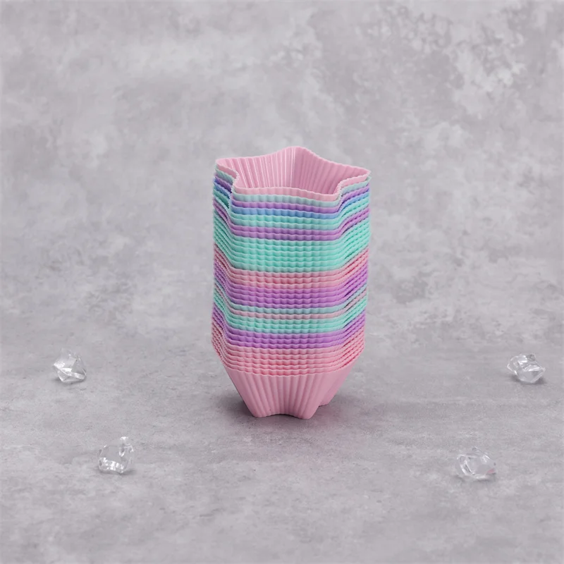 6 Pcs Silicone Cake Star Cupcake Cup Cake Tool Bakeware Baking Silicone Mold Cupcake And Muffin Cupcake For DIY Mini Cake Mould