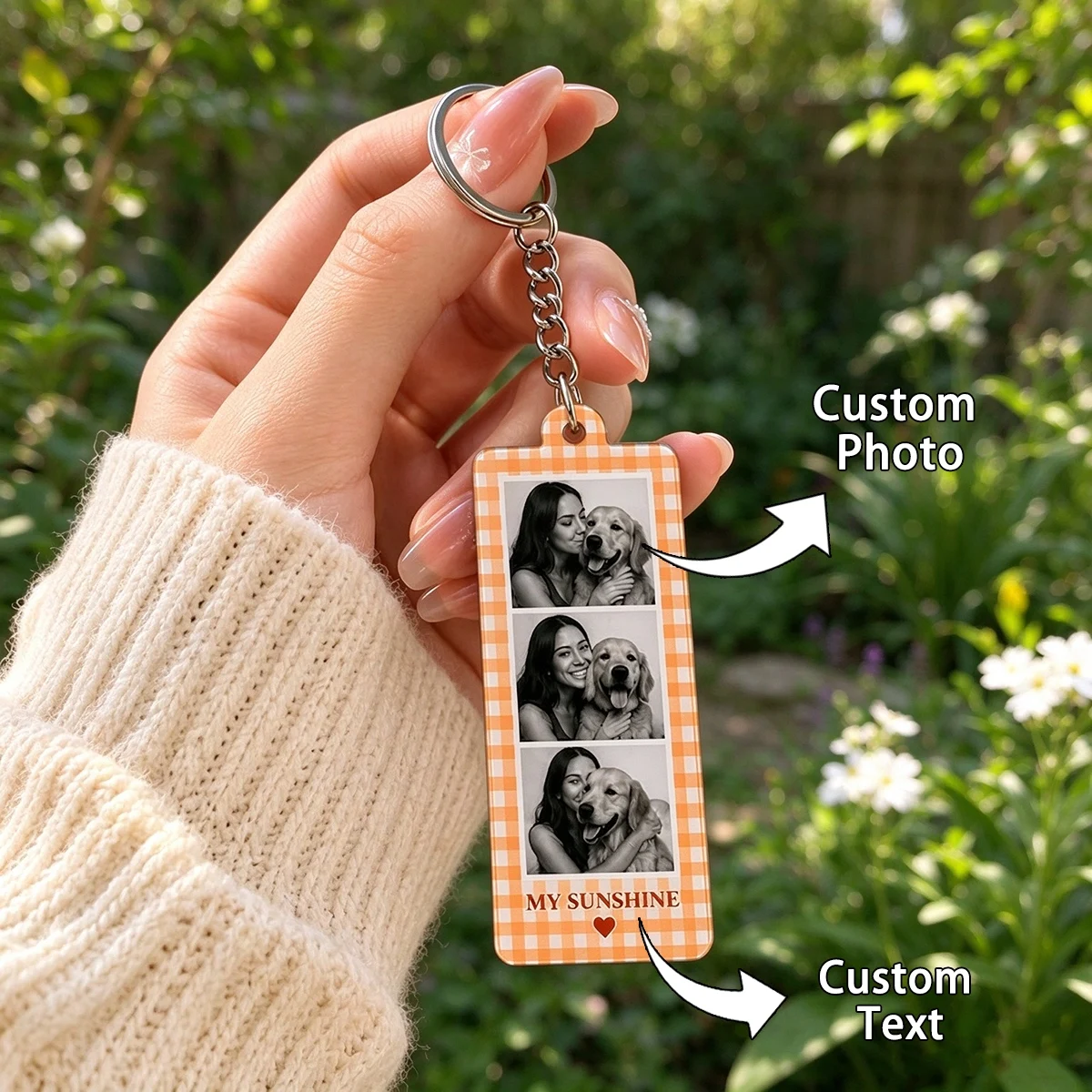 1PC Custom Photo Strip Keychain, Personalized Film Photo Acrylic Keychain, Couple Gift, Anniversary or Valentine's Day Gift (for