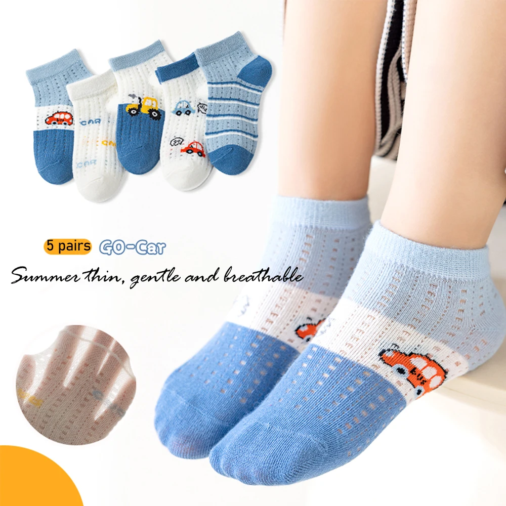 5Pairs  Summer Ultra Thin Breathable Lightweight Mesh Sock Chemically Stable And Kindergarten Children's Mesh Socks 1-14Years