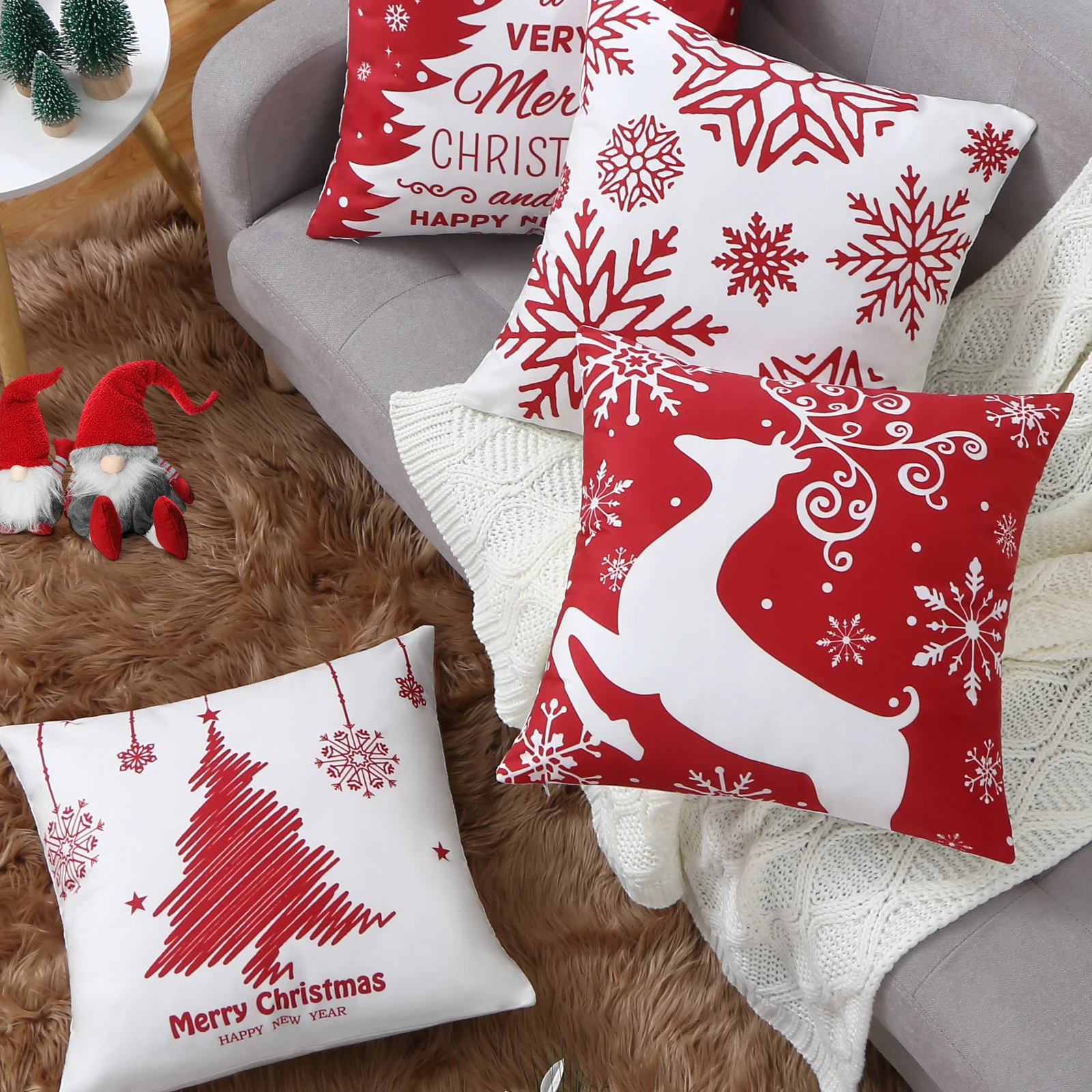 Pillow Insert 18X18 - Set of 4 Blue Christmas Pillow