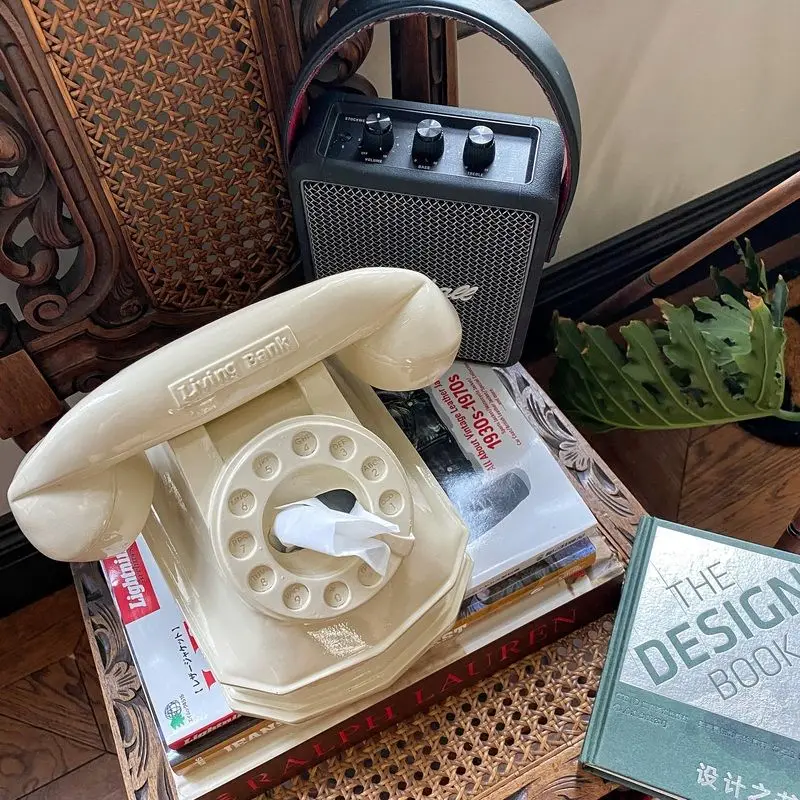 

Nordic retro nostalgic old telephone paper box living room creative cream office tissue box B&B decoration