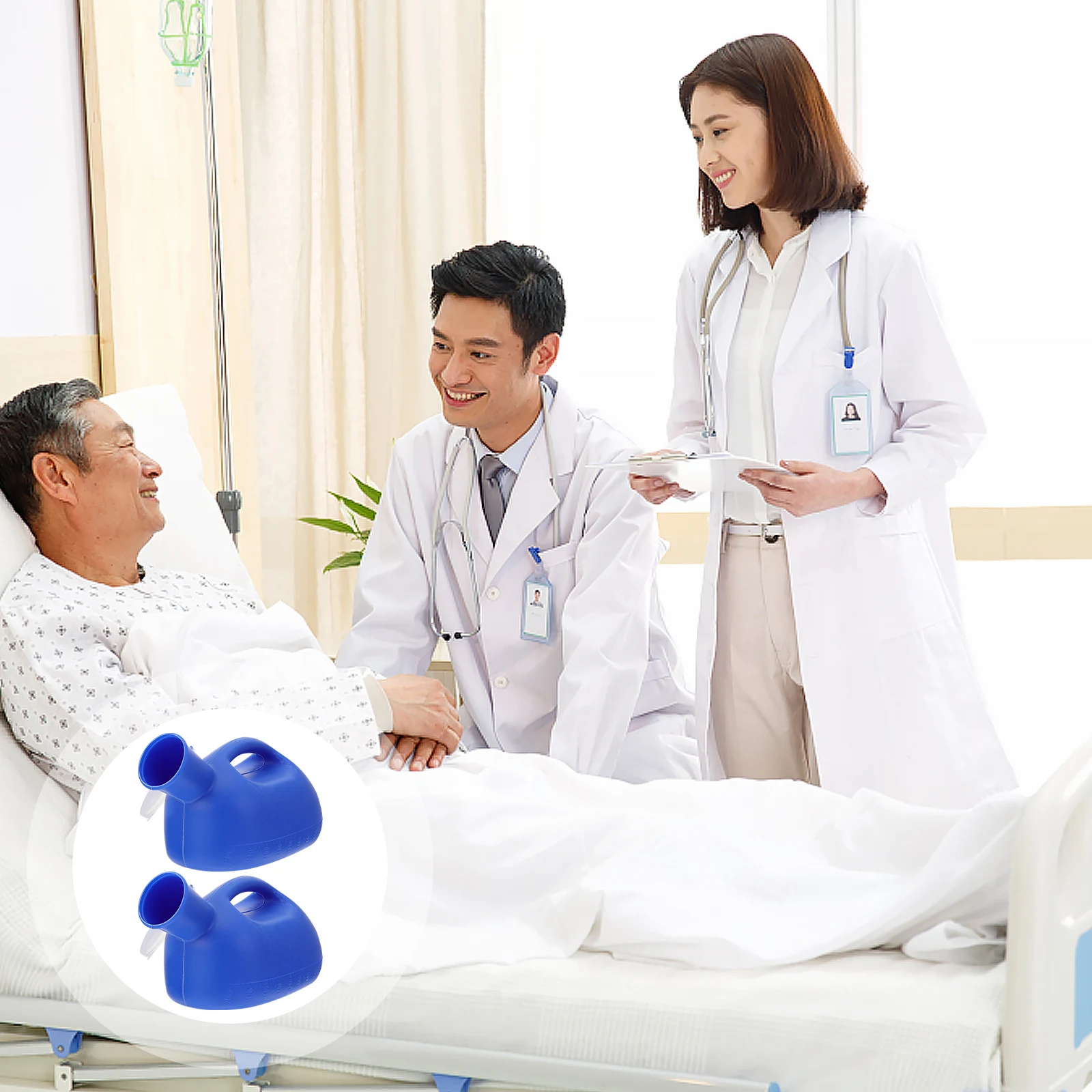 

2pcs Adult Urinal Pot Large Capacity Portable Chamber Pot For Elder Men Home Use Durable Plastic Spittoon Cover Drop-Resistant