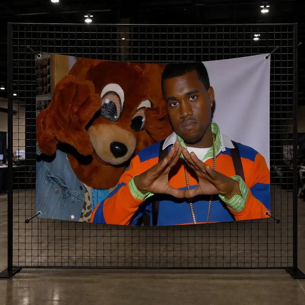 K-Kanye Bear College Dropout Rapper Flags Interior Wall Hanging Background Art Banner Bedroom Living Room Outdoor Party Decor