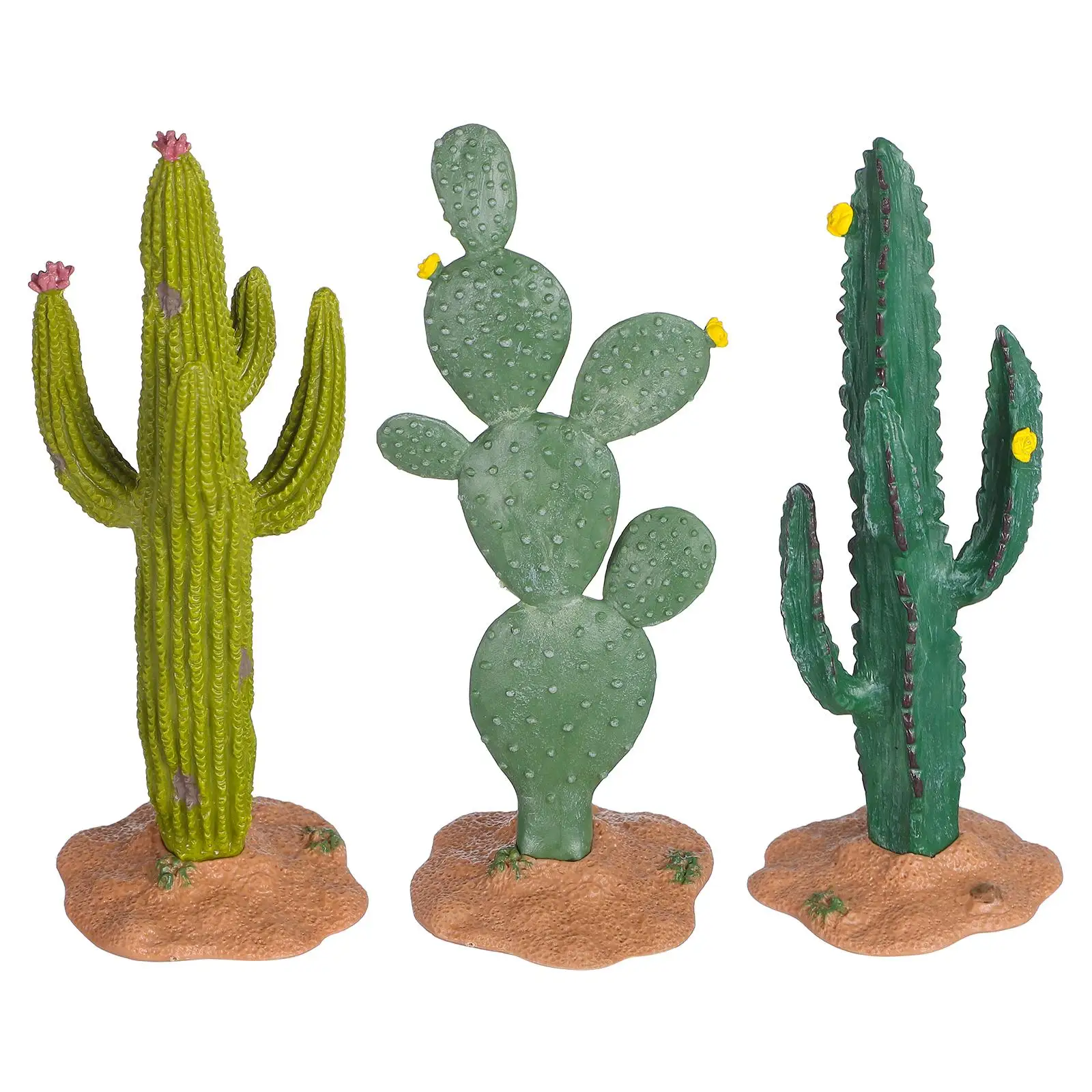 

3 Pcs Artificial Cactus Plants Mini Figurines PVC Material Home Office Car Tabletop Decoration Tiny Plants Craft