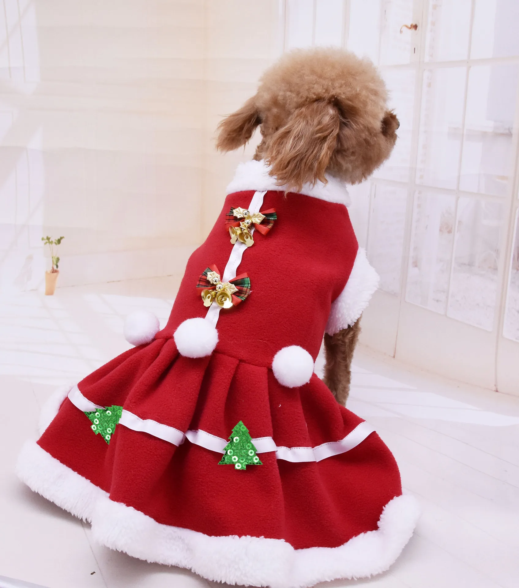 

Pet Christmas Clothes Dogs Autumn Winter New Year Small Medium Dog Cat Holiday Sweaters Items Clothing Hoodie Bell Skirts