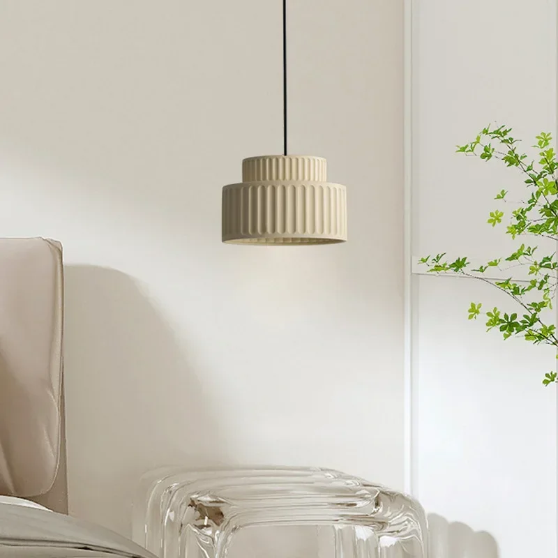 Imagem -04 - Led Nordic Pendant Light Lâmpada de Creme Simples para Quarto Sala de Jantar Corredor Decoração de Casa Interior Resina Pendurada