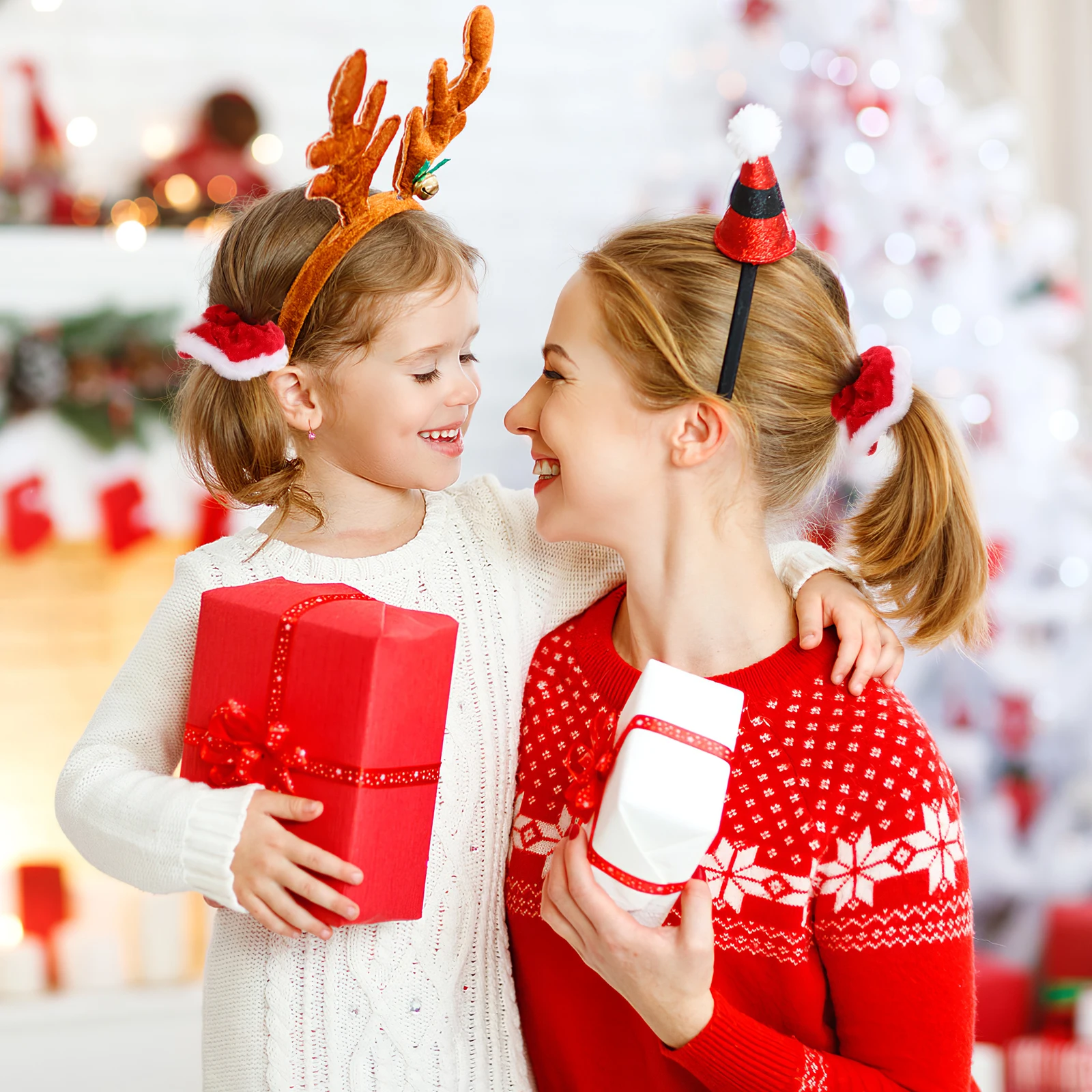 

5 pcs Red Hair Scrunchies 11Cm Elastic Ponytail Holders For Women Soft Velour Hair Ties Christmas Headbands