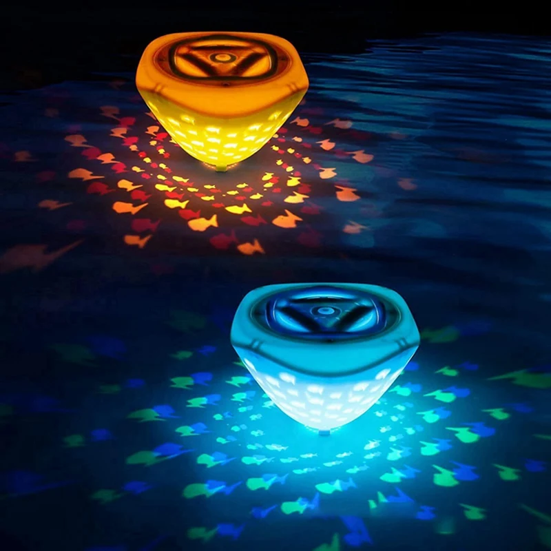 Lampu disko bawah air motif ikan lampu proyektor air mancur lampu warna dioperasikan baterai untuk lampu Pesta Kolam disko