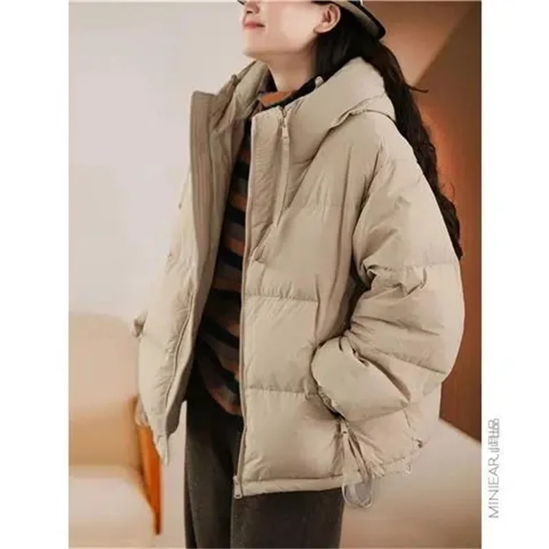 Down Cotton Jackets Women\'s Short Coat 2024 New Korean Loose Oversized Thick Jacket Fashion Hooded Popular Cotton Jacket trend