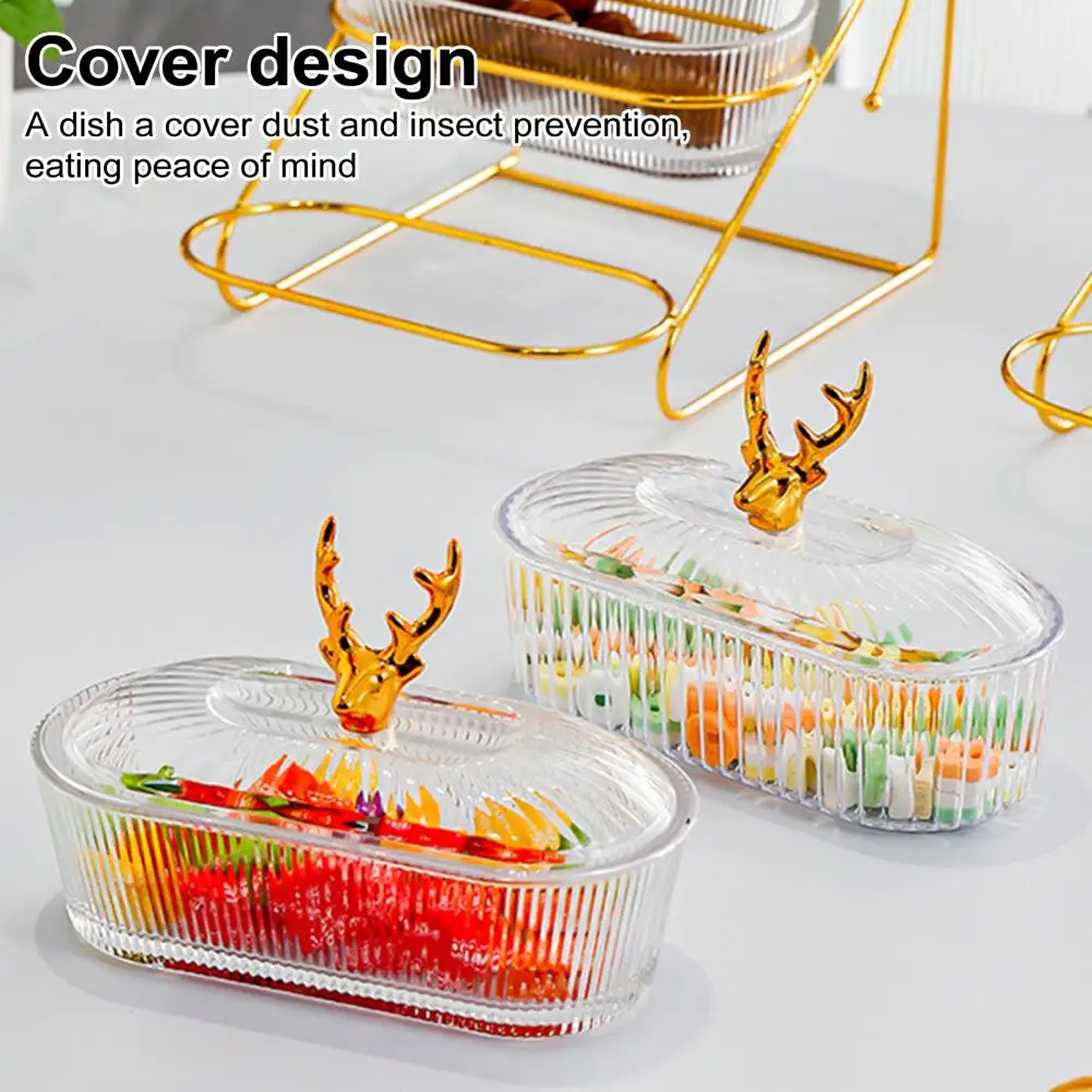 Lightweight Fruit Container Serving Tray Organizer Elegant 3-tier Dried Fruit Nut Display Tray with Stylish Elk Lid for Fruits