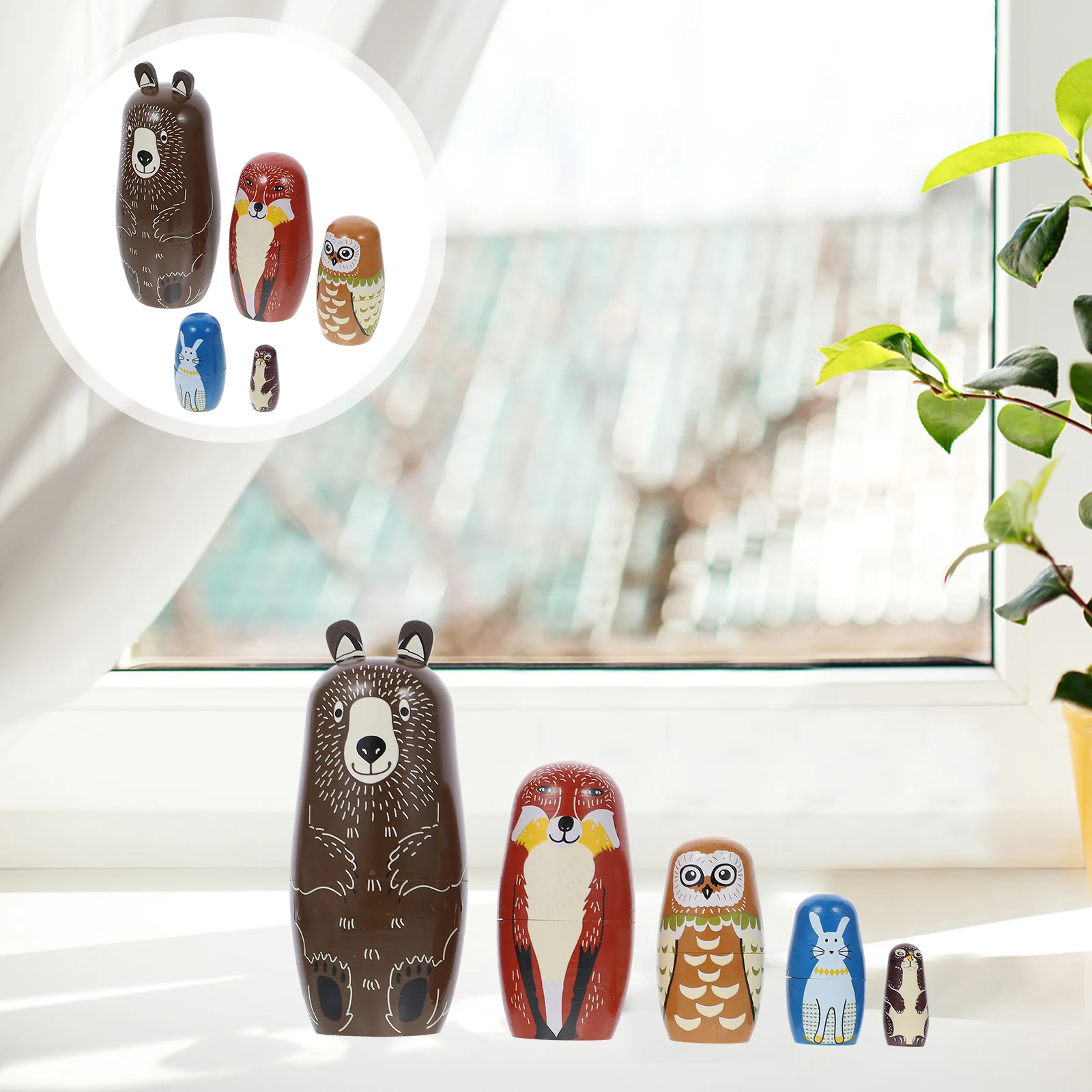 

5 Pcs Nesting Dolls Adorable Brown Bear Russian Stacking Dolls Collection Toy nesting bear dolls russian dolls