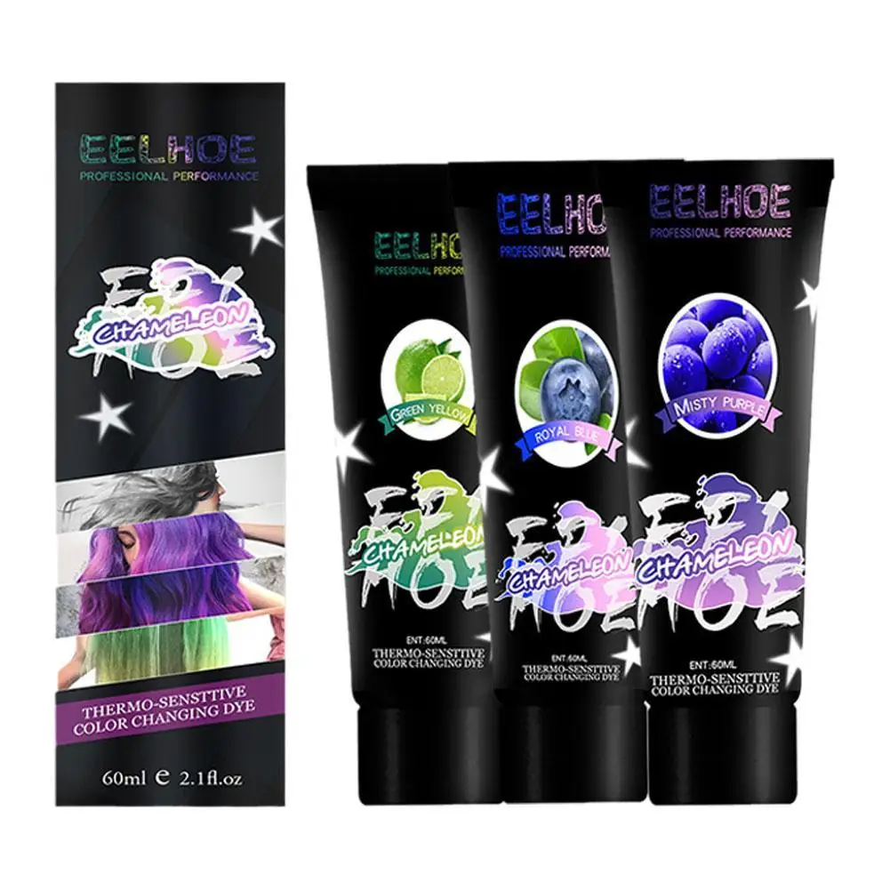 60ml Color Change Hair Dye Popular Gradient Color Disposable Mermaid Color Changing Hair Dye Wax Dye Cream For Cosplay Party