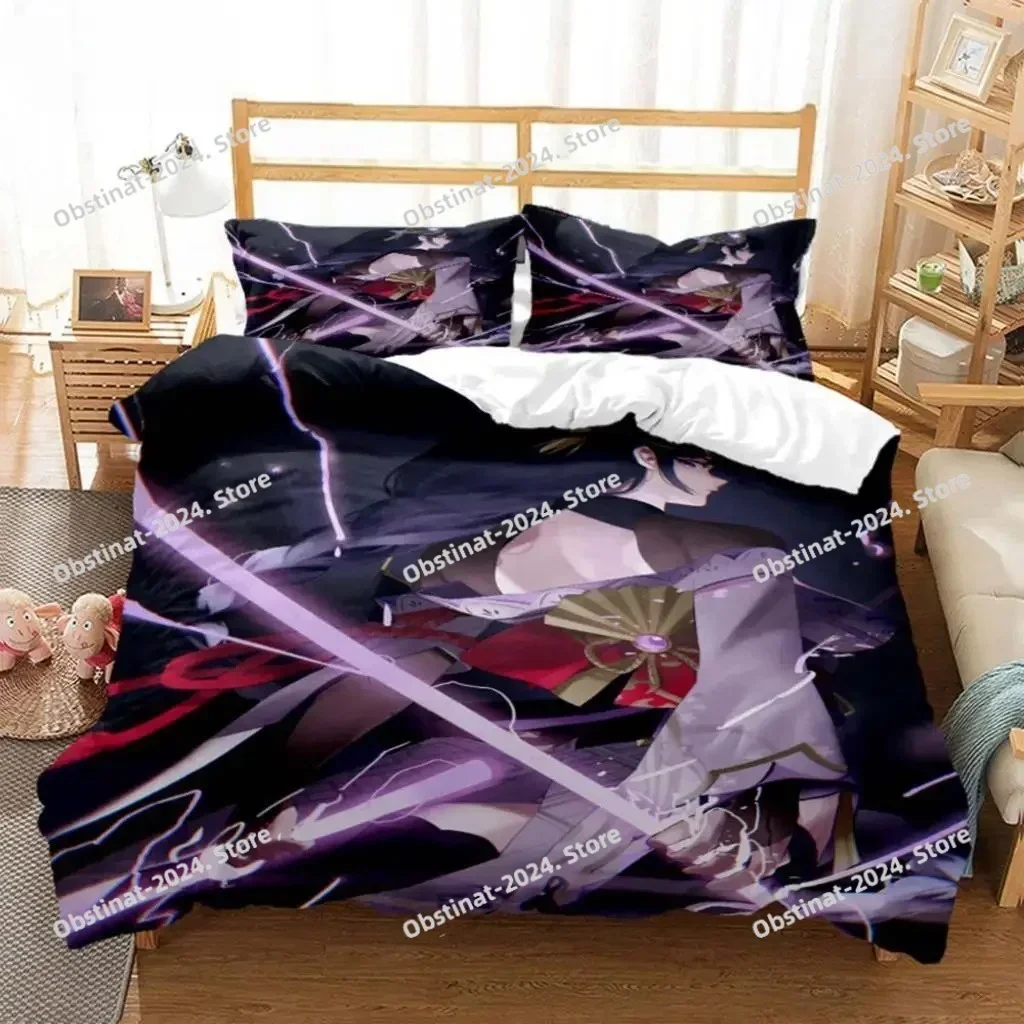 

Anime Genshin Impact Animation Bedding Set Printed single Comforter Quilt Duvet Cover Pillow Case 3 Pieces Sets Kids Adult Size