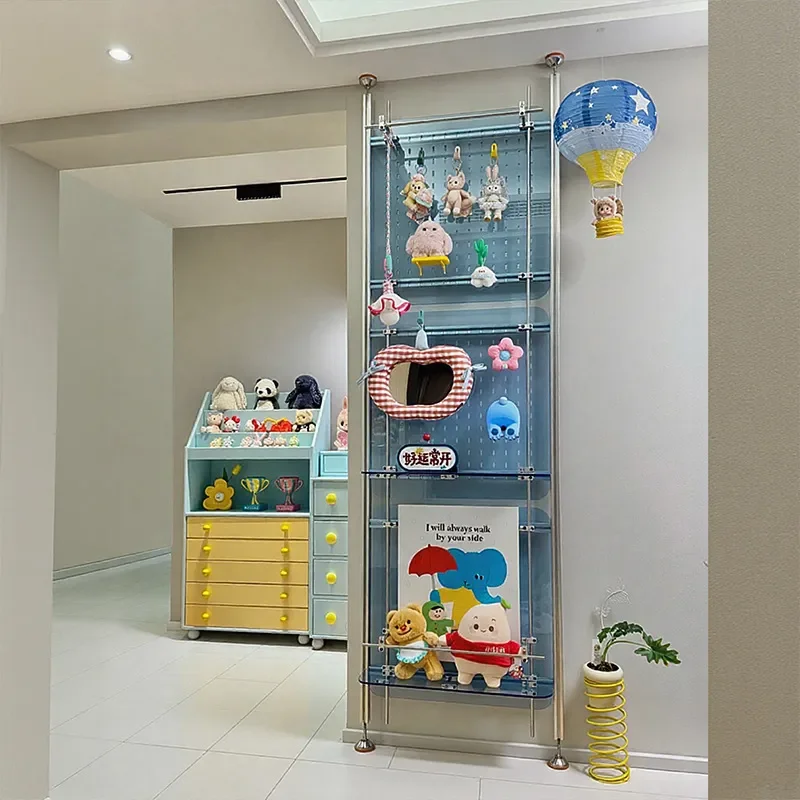 No Punching Aluminum Profile Partition Storage Rack with Hole Plate Living Room Screen Divider Coat Rack Organizer Shelf