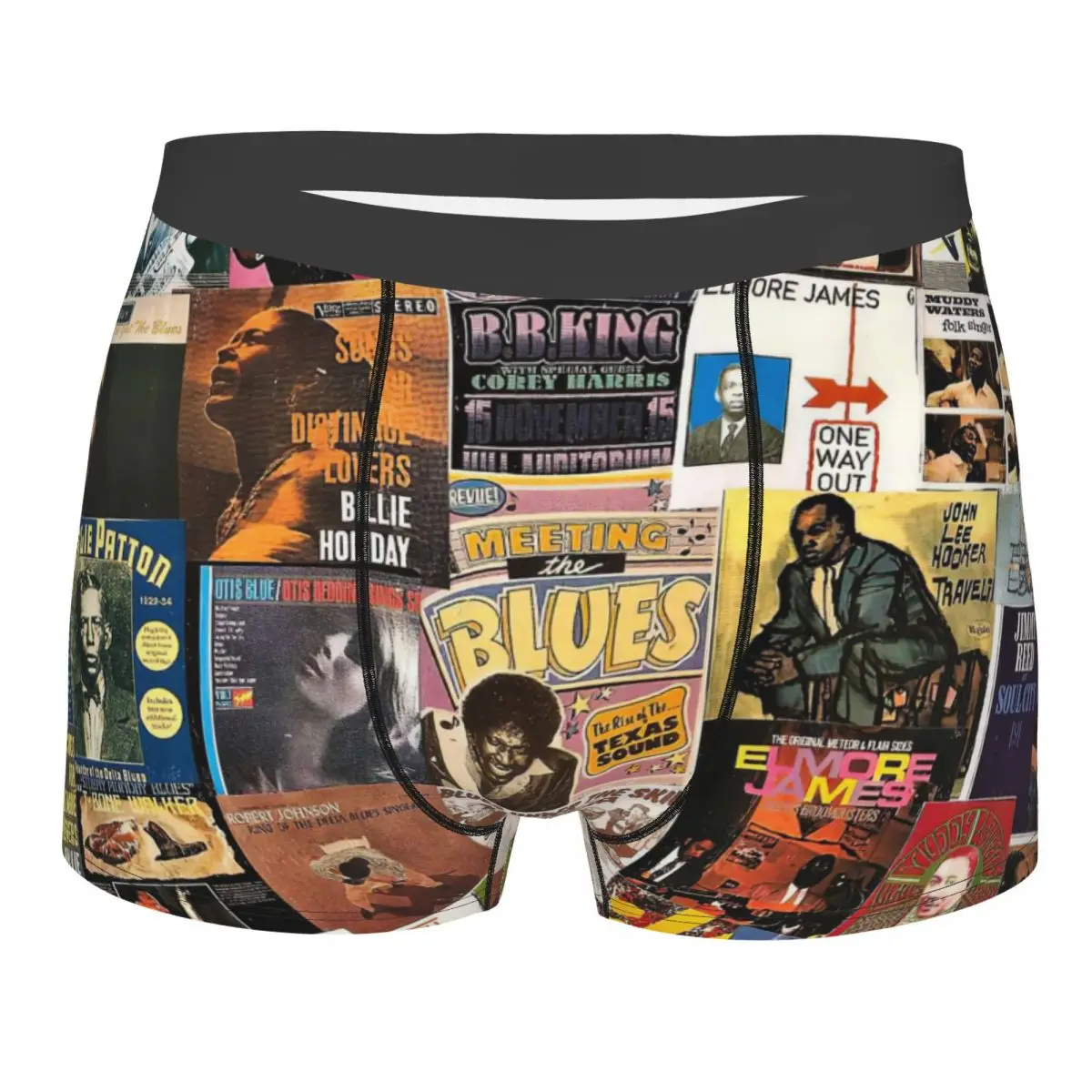 

Blues Music Collage Underpants Breathbale Panties Male Underwear Print Shorts Boxer Briefs