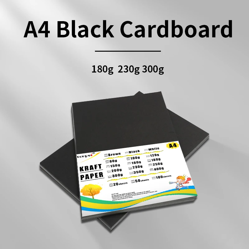 A4 Black Cardboard  Handmade Card Paper 8.27×11.7 Inch DIY PackageThick Watercolor Painting Origami Crafts Pack 180g200g300g