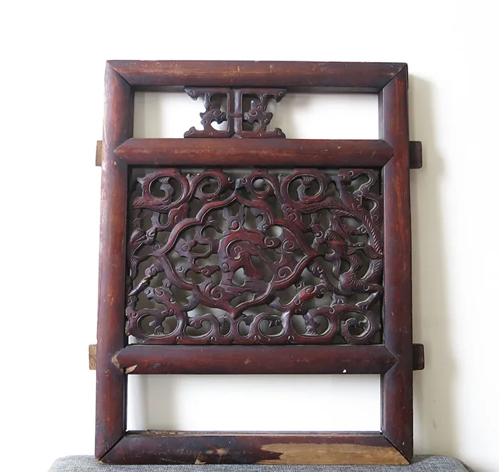 

Old solid wood double-sided carved presbyopia board, retro and nostalgic craftsmanship Ming and Qing Dynasty