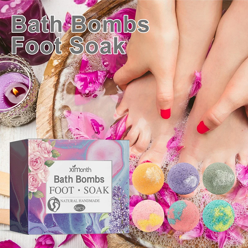 6pcs/box Foot Spa Ball To Repair Cracked And Peeling Heels Stress Relieve Moisturize Foot Care Bath Salt Women Foot Skin Care