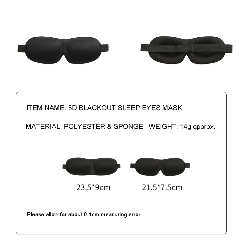 Travel Nap 3D Eyeshade Eye Cover Shading Sleeping Mask Eyepatch Slaapmasker Block Out Light Soft Blackout Sleeping Aid Blindfold