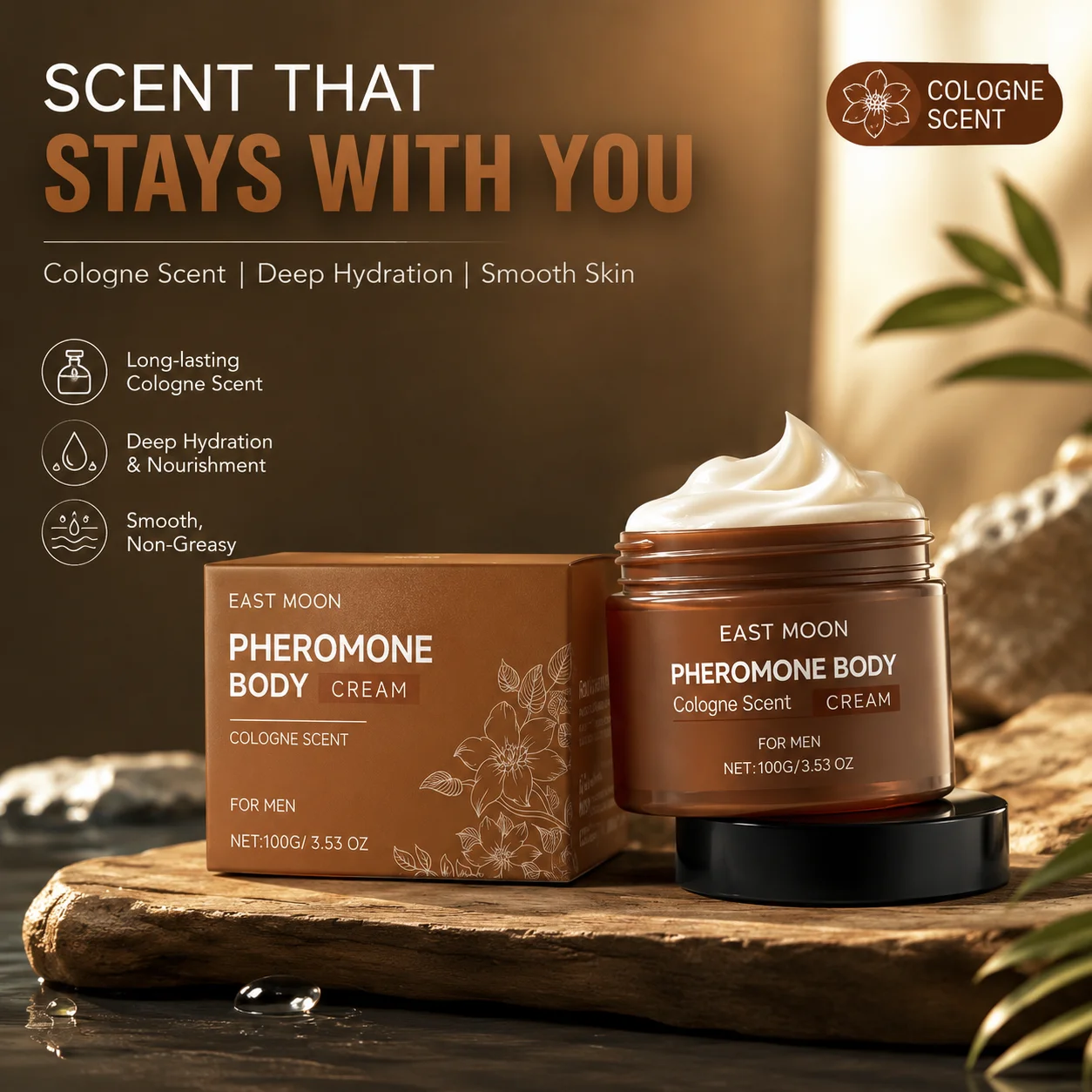 Men Pheromone Body Butter Cologned Fragrance Skin Body Cream Long-Lasting Fragrance Enhance Confidence Deep Hydrating Body Cream