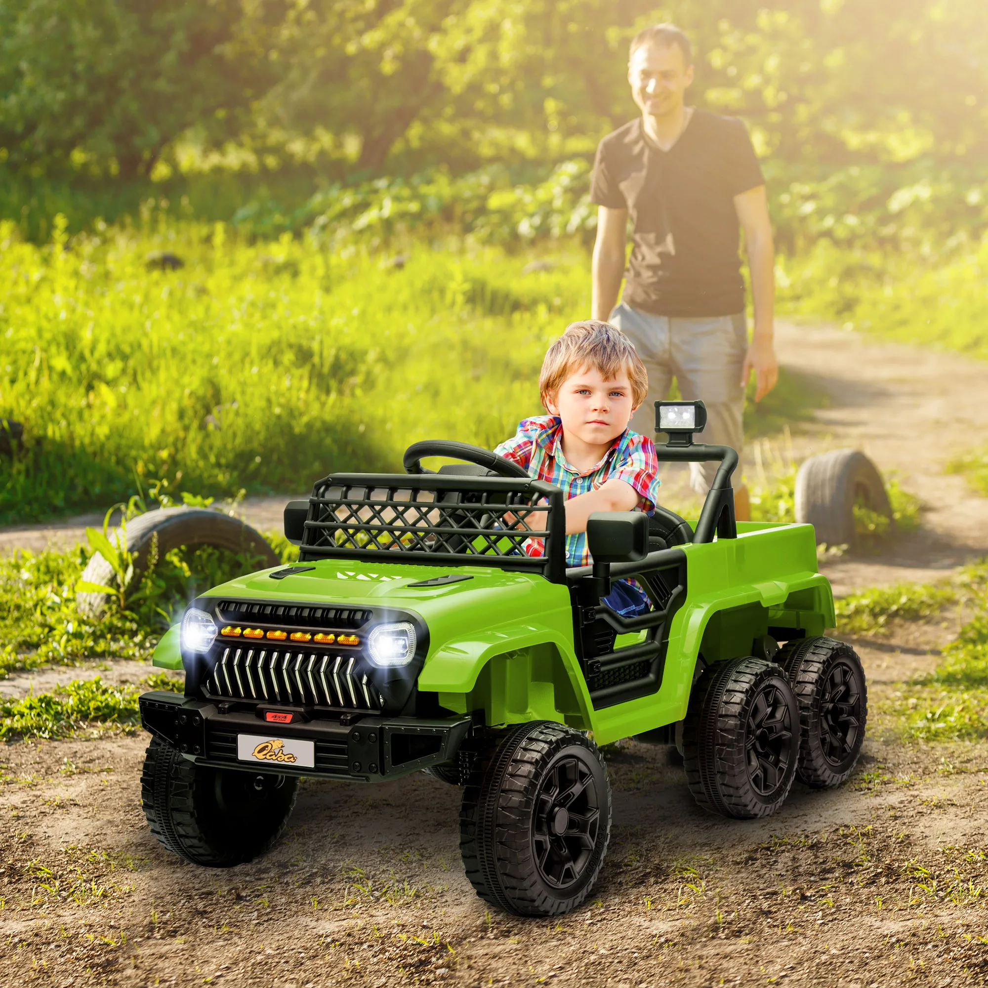 12V Kids Electric Car W/ 2Wd/4Wd Switchable, Remote Control, Green
