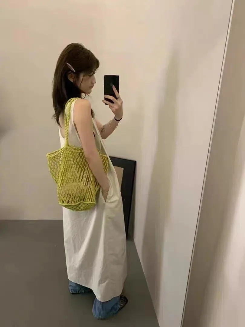 

New Summer Beach Tote Bag Woven Design Hollow Out Women's Shoulder Bags Large Capacity Simple Shopping Bag for Travel Vac