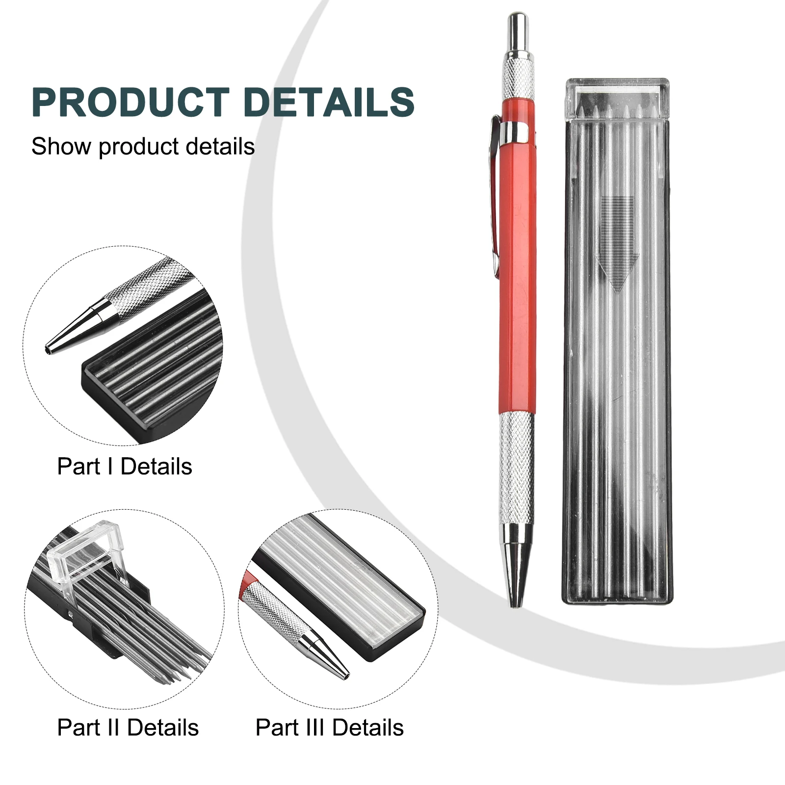 1 Set Premium Welders Pencil Mechanical Metal Marker With 12 Silver Streak Refills For Sheet Metal And Steel Scribing Hand Tool