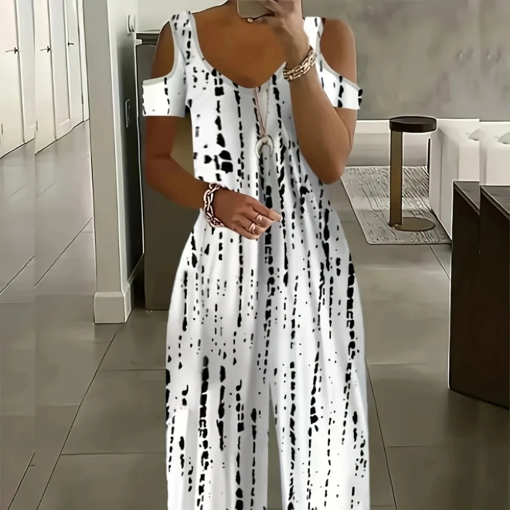 Women Floral Print Maxi Dress Boho Lace Sling Hollow Out A Line Long Dress Ladies Casual Loose V-Neck Beach Party Dress Vestidos