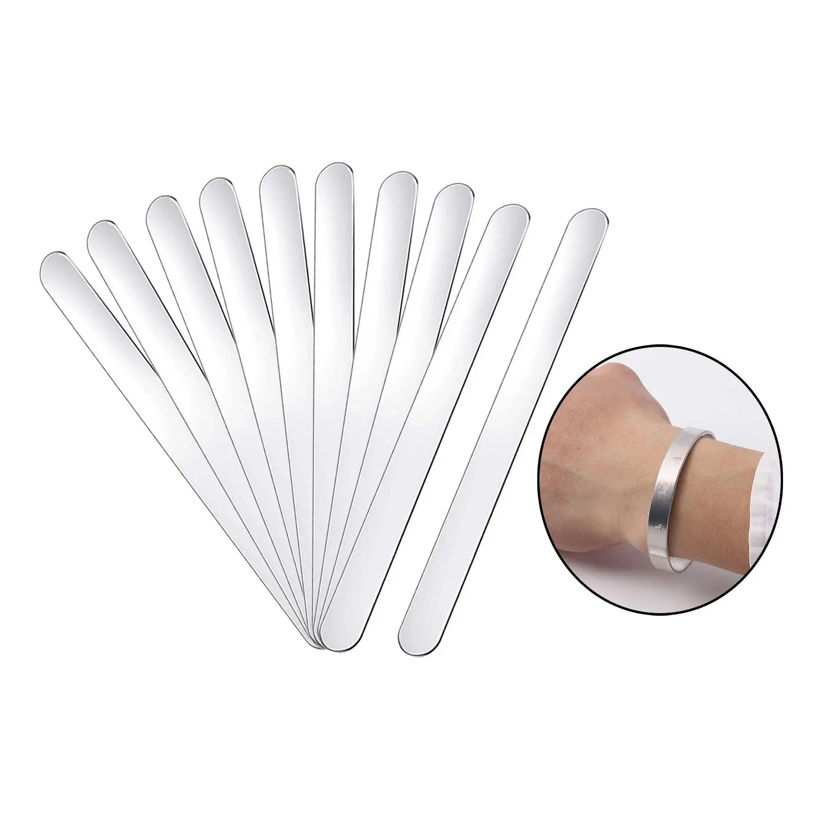 10Pcs Aluminum Bracelet Blank Set Stamping Engraving Shaping Molds Large