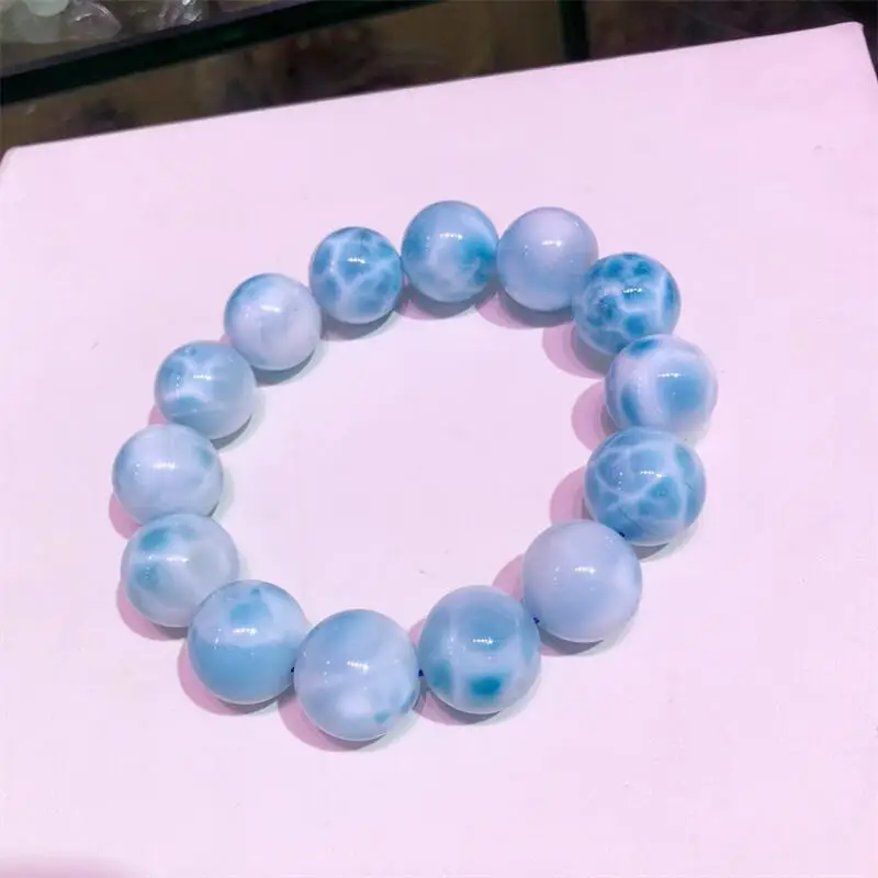 16MM Natural Larimar Bracelet Women Fashion Reiki Healing Energy Gemstone Gift 1pcs