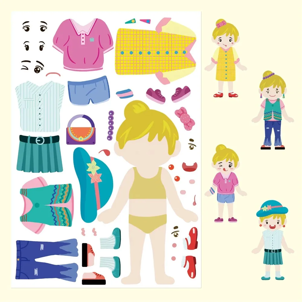 

8PCS New Waterproof Children's Dress Up Puzzle Stickers DIY Dress Up Water Cup Stickers Account Material Stickers for Kids