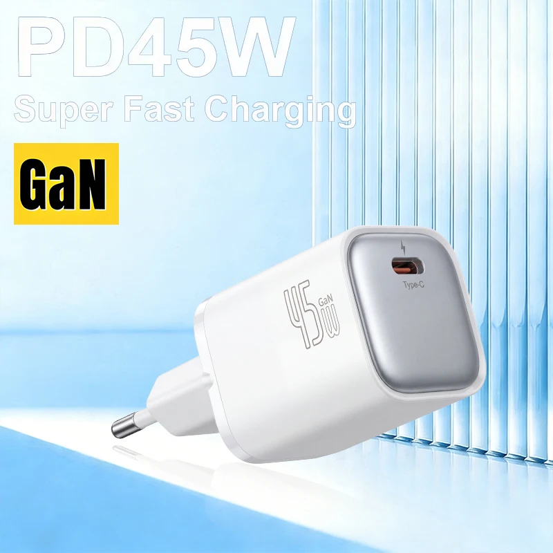 Chargeur GaN 45W pour iPhone 17 16 15 Pro Max Samsung Galaxy, chargeur rapide pour téléphone, chargeur USB C, chargeur portable PD