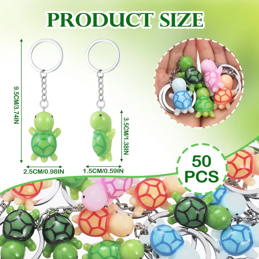 10-50Pcs Creative Resin Turtle Keychain Pendant， Birthday Wedding Easter New Year Christmas Carnival Gift Pinata Gift Bag Filler