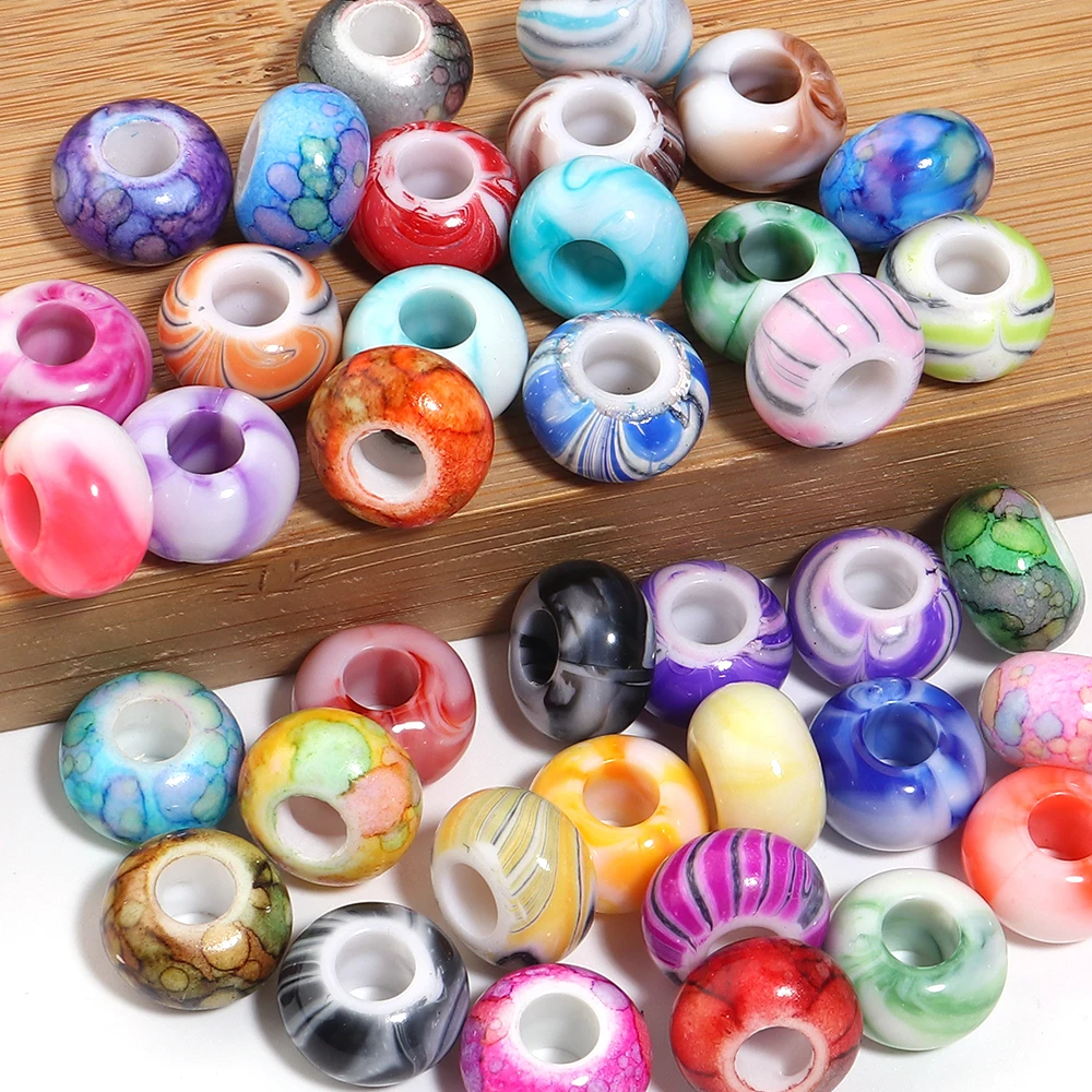 30pcs Imitation Ceramic Acrylic Beads Flower Pattern Abacus Spacer Beads Mixed Color for DIY Bracelet Necklace Jewelry Making view 4