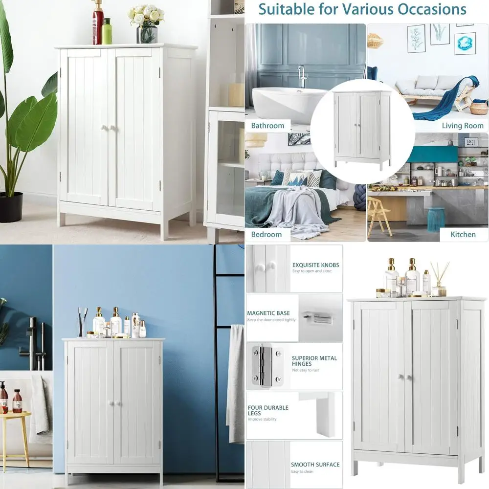 

Modern Wooden Freestanding Bathroom Cabinet with Double Doors and Shelf for Home Storage