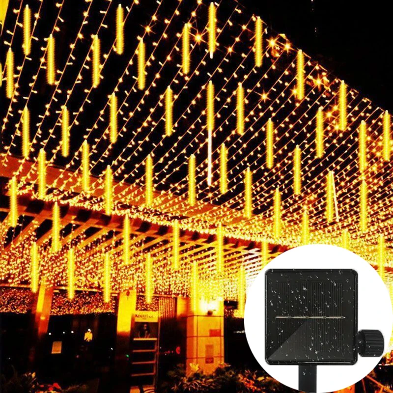 

Solar LED Meteor Shower Lights 30/50cm Snow Falling Outdoor String Lights for Garden Party Wedding Christmas Tree Patio Decor