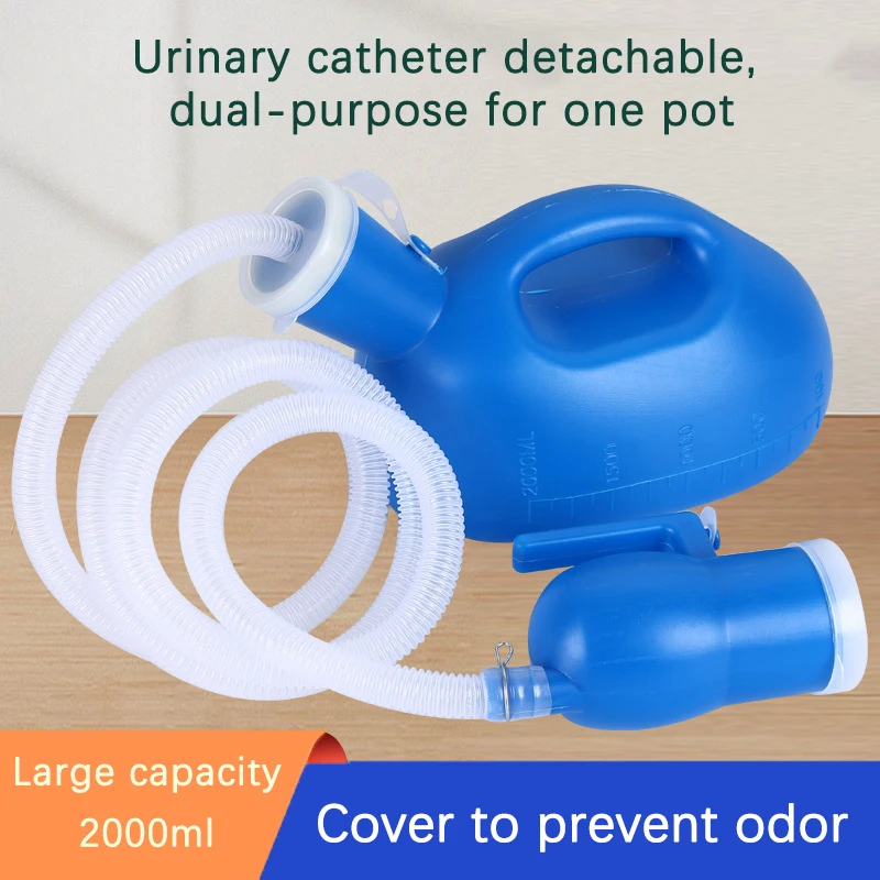 Toilet Supply For Outdoor 2000ml Plastic Male Bed Potty Pee Bottle Collector With 160cm Tube Portable Pee Urine Bottle