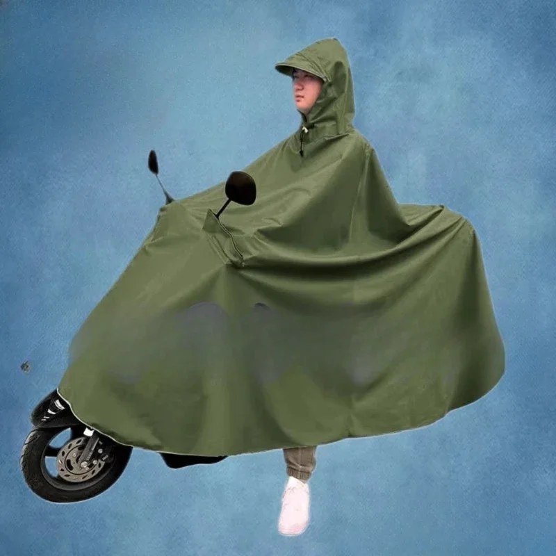 Heavy Duty Motorcycle Raincoat Stormproof Full Body Thick Canvas Reflective Strips Extended Foot Shield Bike Scooter Use 오토바이 우비