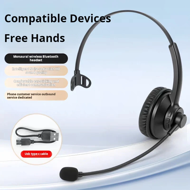 Headset Bluetooth Single ear office Headphones Stereo music game headphones business headphones with noise cancelling microphone