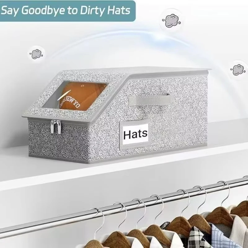 Dustproof Hat Storage Box with Lid Clear Visibility Large Capacity Thickened Clothing and Accessory Organizer for Home Closet