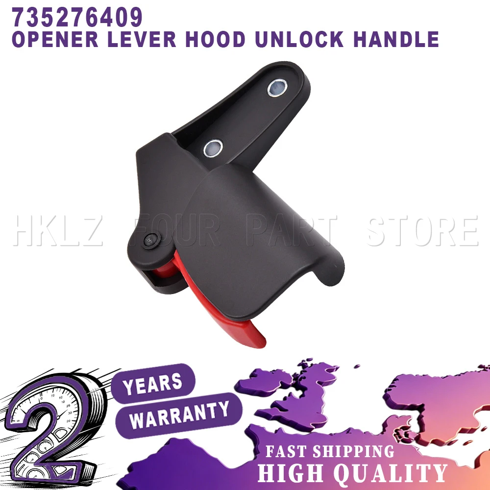 1Pc New For Fiat 500 Panda 2003-2012 Opener Lever Hood Unlock Handle black ABS Easy Installation car accessories