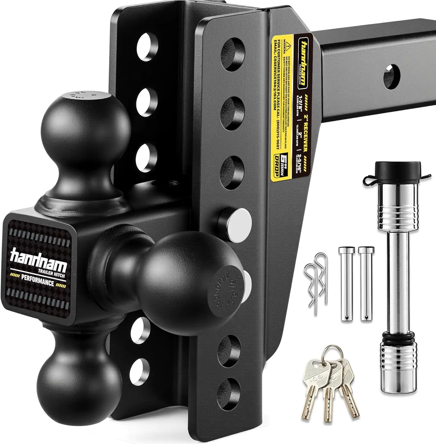 

Регулируемое сцепное устройство для прицепа с регулировкой высоты 6 дюймов (опускание/подъем), подходит для 2-дюймового приемника, высокая грузоподъемность до 16 500 фунтов