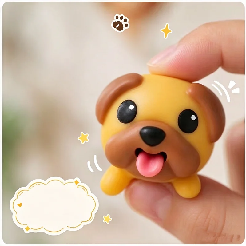 Cartoon Tongue Out Puppy Squishy Stress Relief Toy, Creative Soft Rubber Fidget Ornament, Fun Small Gift