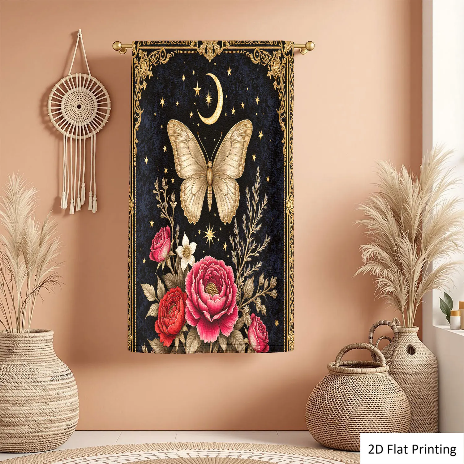 

1Pc Medieval Style Butterfly Flowers Star Moon Design Bathroom Hand Towel Bath Towel, Multiple Size Microfiber Polyester Towel, Unique Home Decorative Kitchen Towels, Festival Bathroom Accessories Decor, Quick Dry and Absorbent