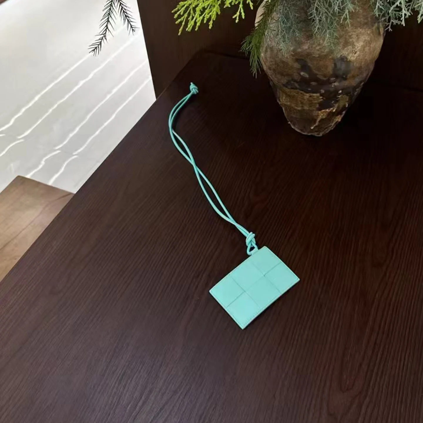 حار مبيعات معرف مكتب حامل بطاقة الرقبة المحفظة الرجال والنساء حامل بطاقة العمل اليد المنسوجة محفظة من جلد الغنم بطاقات حامل مع الحبل