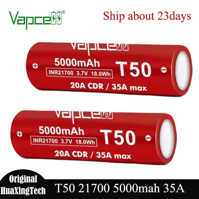 Batteria al litio originale Vapcell T50 21700 5000mah 3.7V 35A batterie ricaricabili portatili ad alta corrente 21700 per utensili elettrici