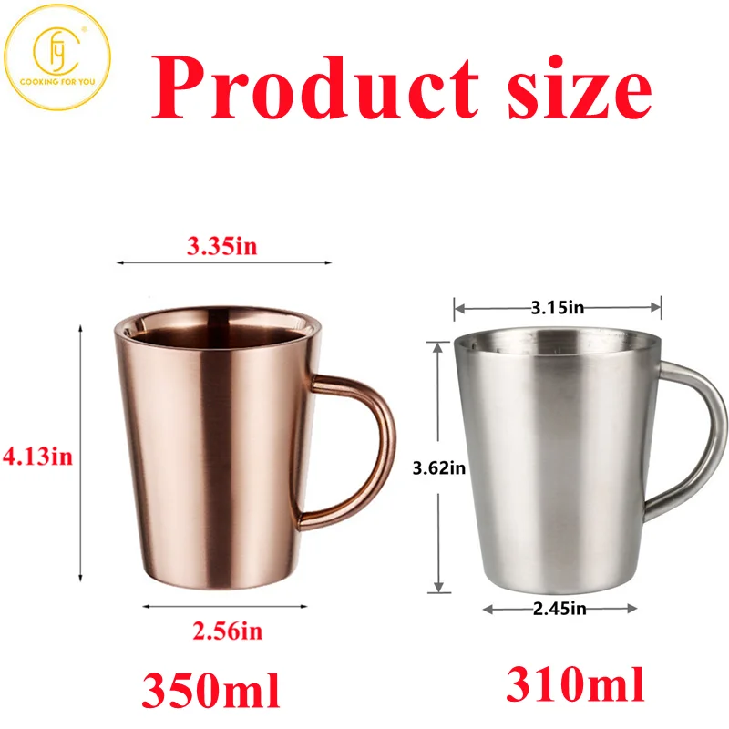 310/350ml 304 Stainless Steel Double Layer Mugs Coffee Cup Creative Water Cup Heat Insulation Beer Cup Stainless Cup Drinkware