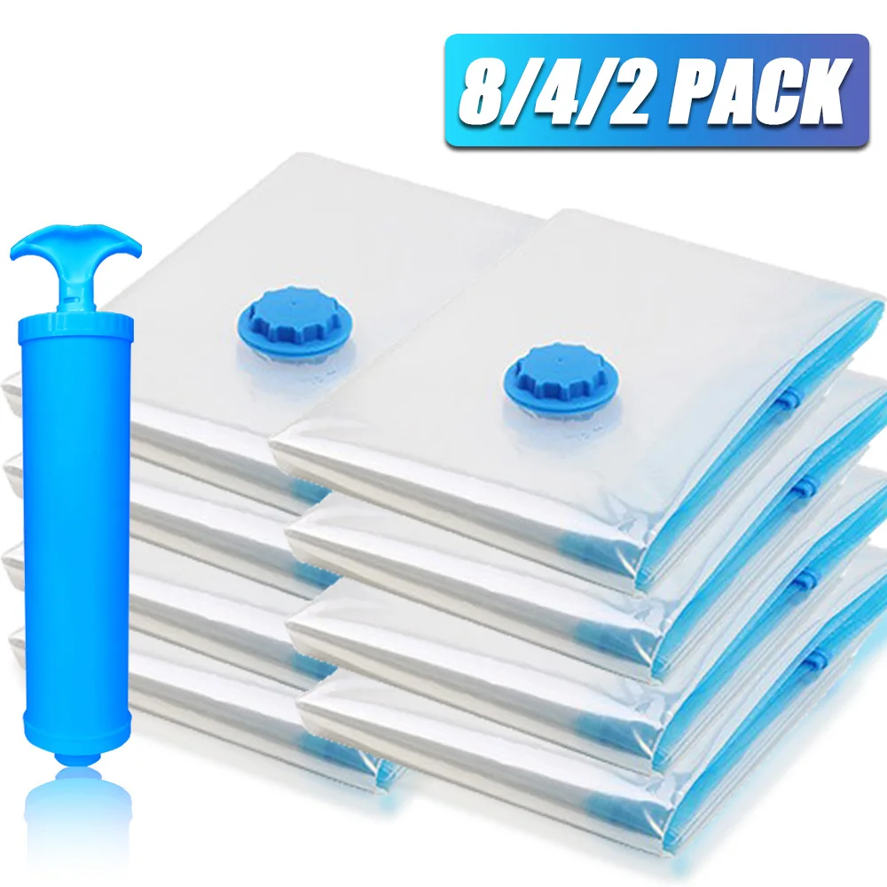 8/4/2 PACK Vacuum Bag Package Vacuum Storage Bags Space Saver for Bedding,Pillows,Towel,Clothes Travel Storage Bedroom Organizer