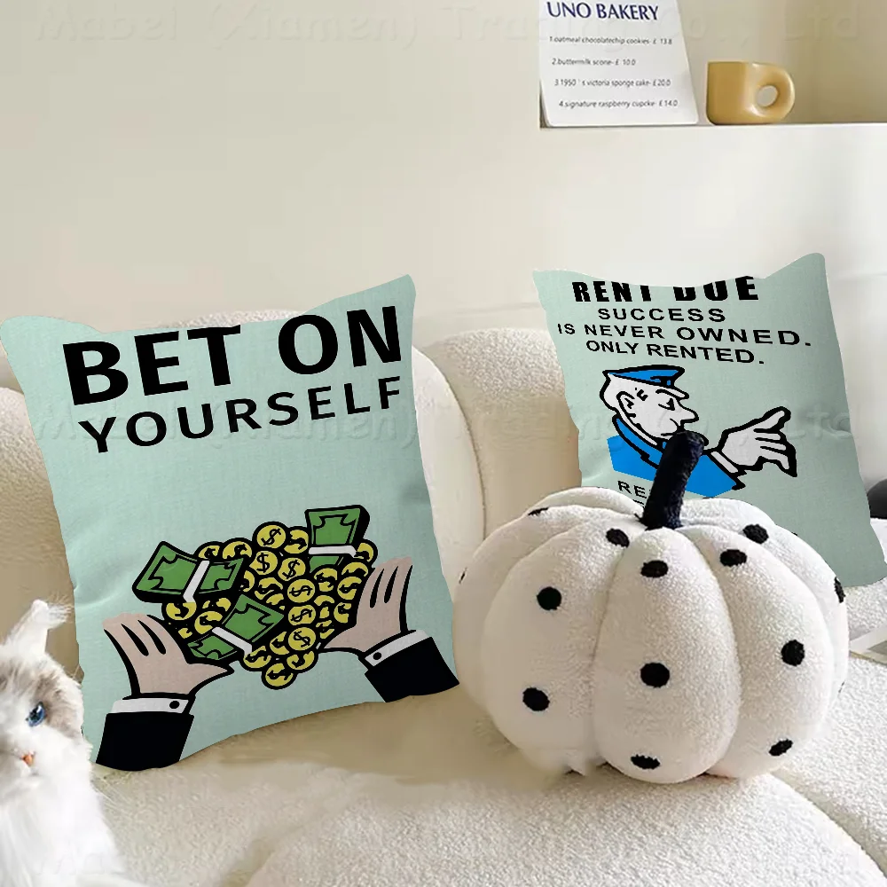 Monopoly Millionaire Pillow Covers Cartoon Sofa Decorative Home Double-sided Printing Short Plush Cute Cushion Cover